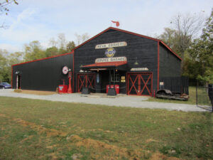 Brown post-frame retail country store.
